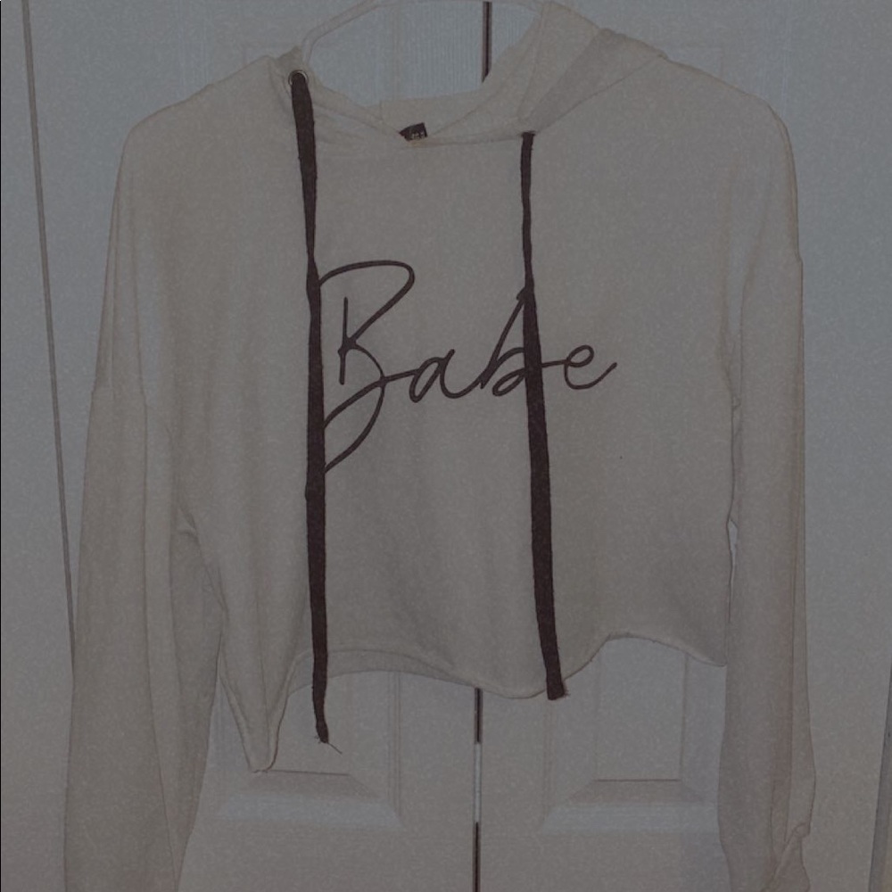 White “Babe” hoodie